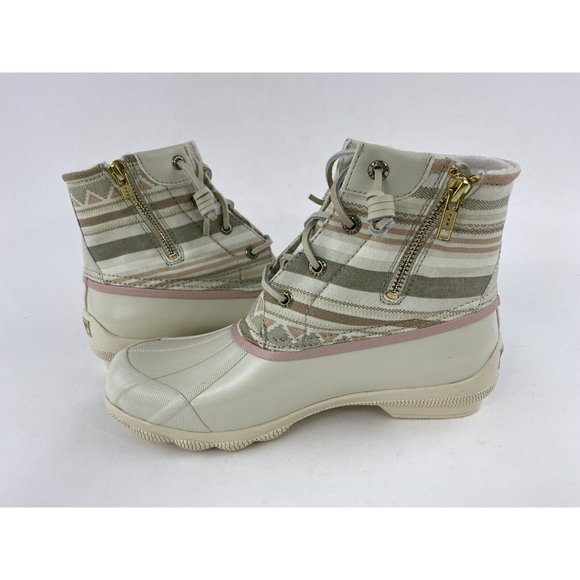 Sperry Top Sider Women's Duck Boots Tan Pink Pattern Syren Gulf Playa STS87057 - Picture 10 of 11